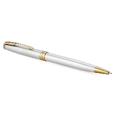 Ручка шариковая Parker Sonnet Core K527 (CW1931507) Stainless Steel GT, M, черные чернила, подарочная коробка