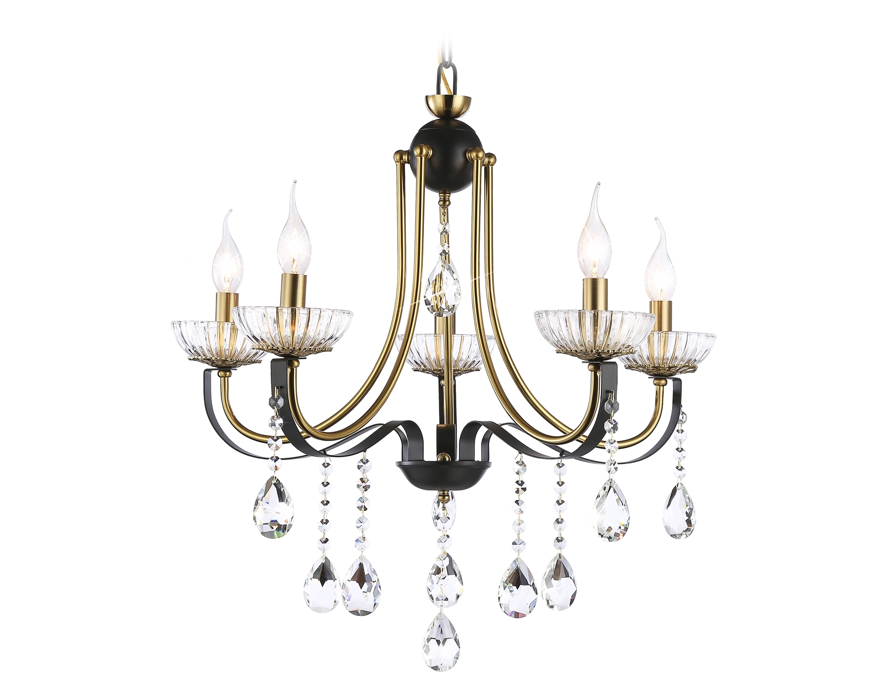 Светильник Ambrella light TR4952/5 BK/GD/CL черный/золото/прозрачный E14*5 max 40W D620*670