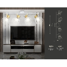 Светильник Ambrella light TR8603/4 WH/GD белый/золото E27*4 max 40W 465*154*230