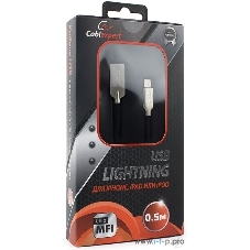 Кабель USB Cablexpert для Apple CC-P-APUSB02Bk-0.5M, MFI, AM/Lightning, серия Platinum, длина 0.5м, черный, блистер