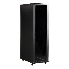 Шкаф коммутационный Lanmaster (TWT-CBB-42U-6X10-G1) напольный 42U 600x1000 мм пер. дв. стекл задн. дв. спл. стал. лист 2-хст. 2 бок. пан. 800 кг черный IP20