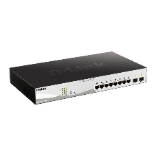 Коммутатор D-Link DGS-1210-10MP/F3A, 8×1 Гбит/с + 2×1 Гбит/с SFP, управляемый