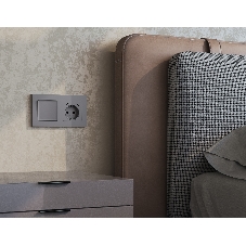 Комплект механизма электрической розетки 2USB С+C 20W с/з на винтовых зажимах 16A-250V ALFA Сталь матовый QUANT (AP5105, VM165) MA510510