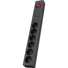 Сетевой фильтр Buro 600SE-1.8-USB-B 1.8м (6 розеток) черный (коробка)