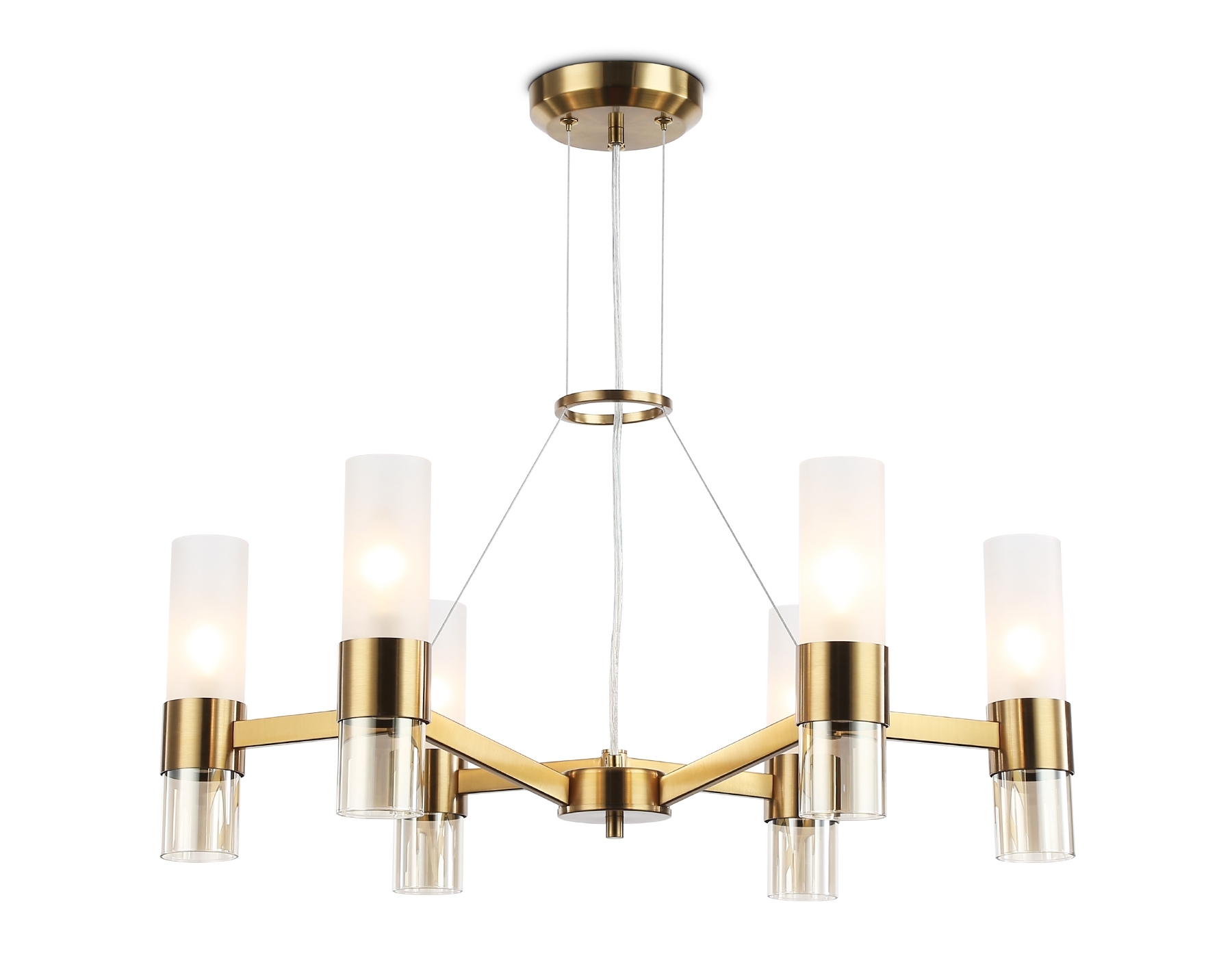 Люстра Ambrella light LH55114/6 BS/FR/TI латунь/белый матовый/янтарь E14*6 max 40W D650*1080