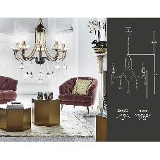 Светильник Ambrella light TR4952/5 BK/GD/CL черный/золото/прозрачный E14*5 max 40W D620*670