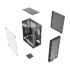 Корпус HSPD M550, Mesh Mid Tower, Black, TG, 0.45 SPCC, no fans ATX, mATX, mITX 160/340/200mm 2x2.5
