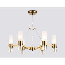 Люстра Ambrella light LH55114/6 BS/FR/TI латунь/белый матовый/янтарь E14*6 max 40W D650*1080