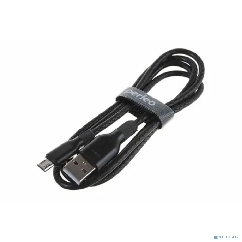 Кабель PERFEO USB A вилка - C вилка, 2.4A, черный, силикон, 1 м, ELASTIC (U4718)