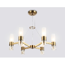 Люстра Ambrella light LH55114/6 BS/FR/TI латунь/белый матовый/янтарь E14*6 max 40W D650*1080