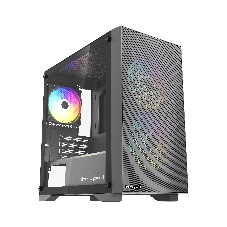 Корпус HSPD M334, Mesh Mini-tower, Black, TG, 0.45 SPCC, 2x140mm ARGB + 1x120mm ARGB mATX, mITX 160/340/184mm 2x2.5