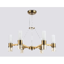 Люстра Ambrella light LH55114/6 BS/FR/TI латунь/белый матовый/янтарь E14*6 max 40W D650*1080