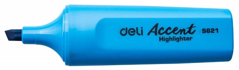 Маркер текстовой Deli ES621blue, скошенный пишущий наконечник, 1-5мм, колпачок с клипом синий