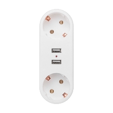 Двойник электрический Rexant линейный 16 А с заземлением + 2 USB-порта, 2,4 А, белый