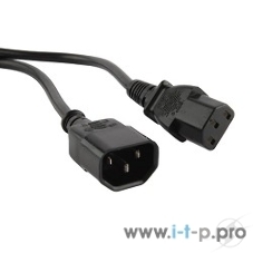 Кабель Hyperline PWC-IEC13-IEC14-1.0-BK Кабель питания монитор-компьютер IEC 320 C13 - IEC 320 C14 (3x0.75), 1 м