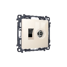 Комплект механизма розетки компьютерной + TV оконечной RJ-45 с автоматической защитной шторкой ALFA Бежевый глянец (AP3125, VM195) MA312510