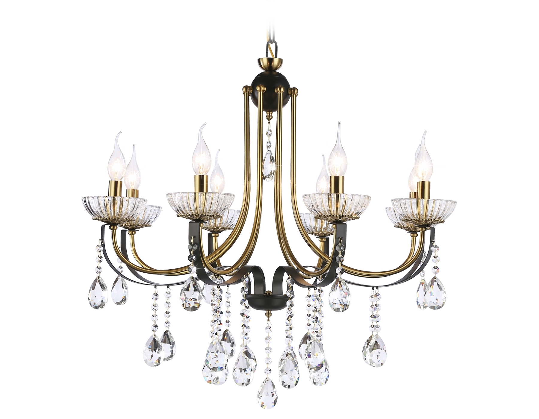 Светильник Ambrella light TR4953/8 BK/GD/CL черный/золото/прозрачный E14*8 max 40W D740*735