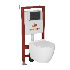 Комплект BAU 6 в 1: инсталляция BAU PRO, унитаз подвесной безободковый Bau Dream 49,5х36, сиденье дюропласт микролифт, клавиша BAU Soul, черная матовая