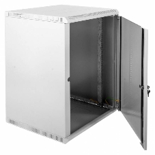 Шкаф телеком. настенный разборный 15U (600х650) дверь стекло, серый RAL 7035