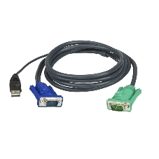 Шнур, мон+клав+мышь USB ATEN, SPHD15=>HD DB15+USB A-Тип, Male-2xMale, 8+4 проводов, опрессованный, 3 метр., черный, (2L-5203U)
