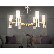 Люстра Ambrella light LH55114/6 BS/FR/TI латунь/белый матовый/янтарь E14*6 max 40W D650*1080
