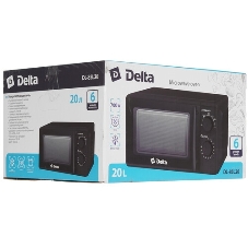 Микроволновая печь Delta DL-85L20 черный, 20 л, 700 Вт, переключатели - поворотный механизм