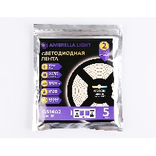 Светодиодная лента Ambrella light GS1402 2835 240Led/ 17W m/ 12V IP20 4500K/ 5000*10*1.2mm (2 конт.)