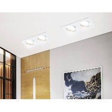 Встраиваемый поворотный точечный светильник Ambrella light TN102759/2 WH белый IP20 GU5.3/2 200*100*32