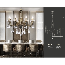 Светильник Ambrella light TR4953/8 BK/GD/CL черный/золото/прозрачный E14*8 max 40W D740*735