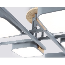 Светильник Ambrella light FL4889/8 GR/WD серый/дерево 144W 3000-6000K 960*960*160 (без ПДУ)