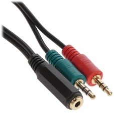 Кабель аудио Cablexpert CCAB-02-35MYHM-0.2MB. 3.5 Jack 4pin(M)/2х 3.5 Jack(F) наушники и микрофон, черный, 0.2м, блистер