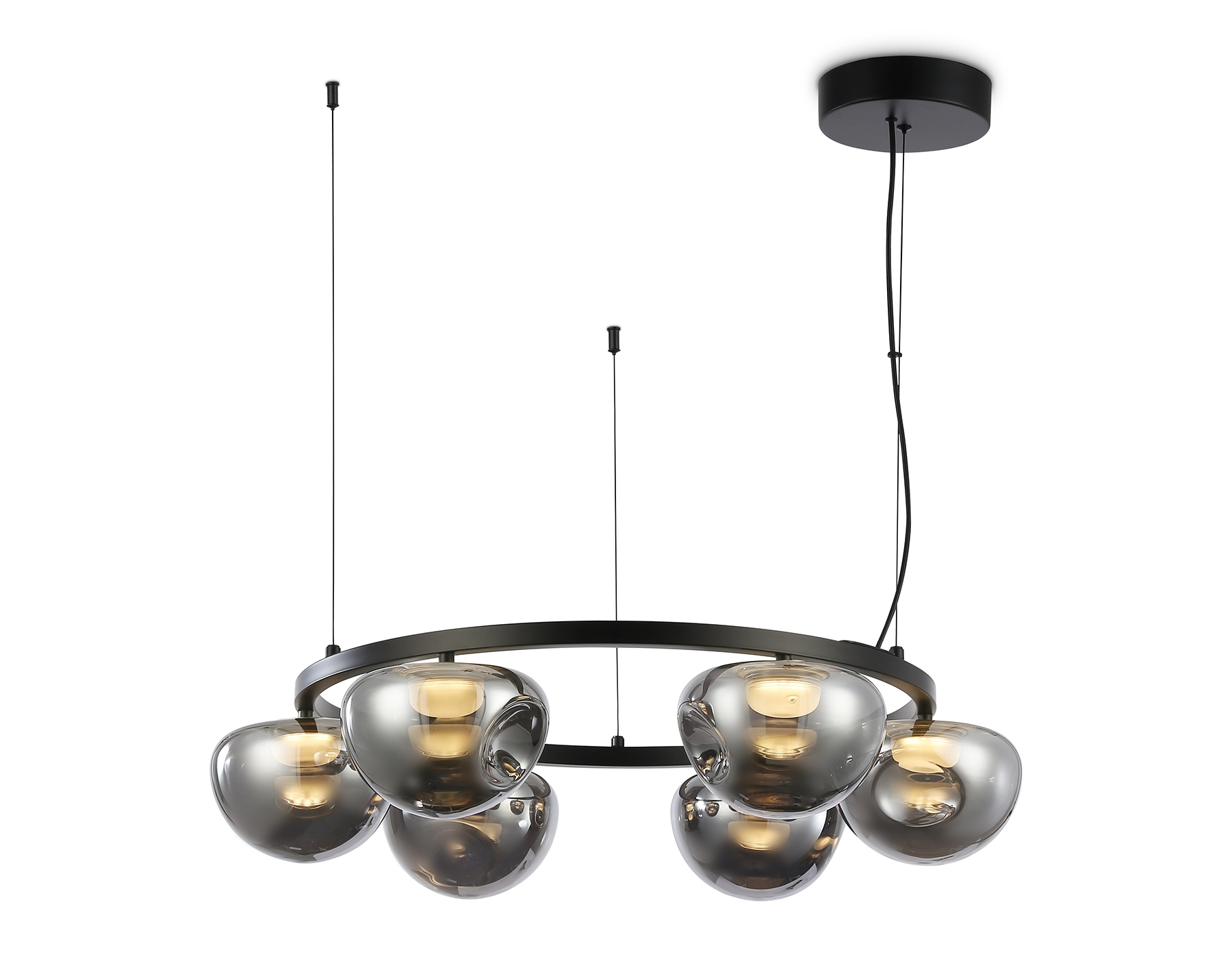 Подвесной светодиодный светильник Ambrella light LH12003/6 BK/GD/SM черный/золото/дымчатый 36W 3000K D760*175