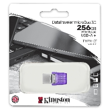 Флешка USB Kingston DataTraveler microDuo 3C (DTDUO3CG3/256GB), 256Gb, USB 3.2 Gen 1/Type-C, R/W 200/15, фиолетовый