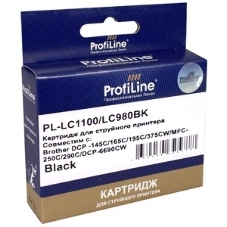 Картридж струйный для принтеров Brother PL-LC1100/LC980BK DCP -145C/165C/195С/375CW MFC-250C/290C/DCP-6690CW Black водн ProfiLine