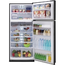 Холодильник Sharp SJ-XP59PGBK черное стекло двухкамерный 430/148л морозилка сверху, No Frost