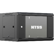 Шкаф коммутационный NTSS (NTSS-W6U6060GS-BL) настенный 6U 570x600 мм пер. дв. стекл 60 кг черный 19.5 кг