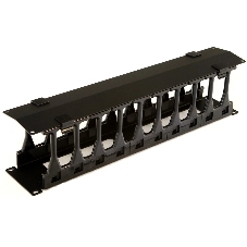 Органайзер Hyperline CMF-2U-FPL106-MCOV-RAL9005 Кабельный организатор с крышкой, глубина 106 мм, 19