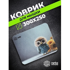 Коврик для мыши Cactus Owl gray рисунок 300x50x3мм (CS-MPC-D12M)