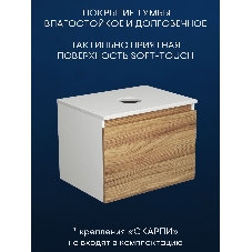 Комплект для ванной, 4 предмета (Тумба подвесная Bau Blackwood 60 + Раковина BAU 51х41, с отв. под см-ль + Смеситель Dream, нерж. сталь, выпуск белый)