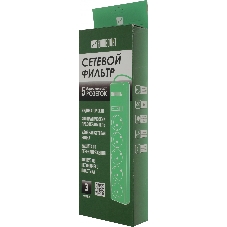 Сетевой фильтр Юнивольт 00-00000390 3 м, 5 розеток, белый, коробка