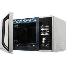 Микроволновая печь Samsung MG23K3515AS/BW серебристый/черный, 23 л, 800 Вт, переключатели - кнопки, поворотный механизм