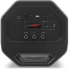 Мобильные колонки чёрные Sven PS-600 2.0  (2x25W, mini Jack, USB, Bluetooth, FM, micro SD, LED-дисплей, ПДУ, 2 x 4000 мA, LED подсветка)