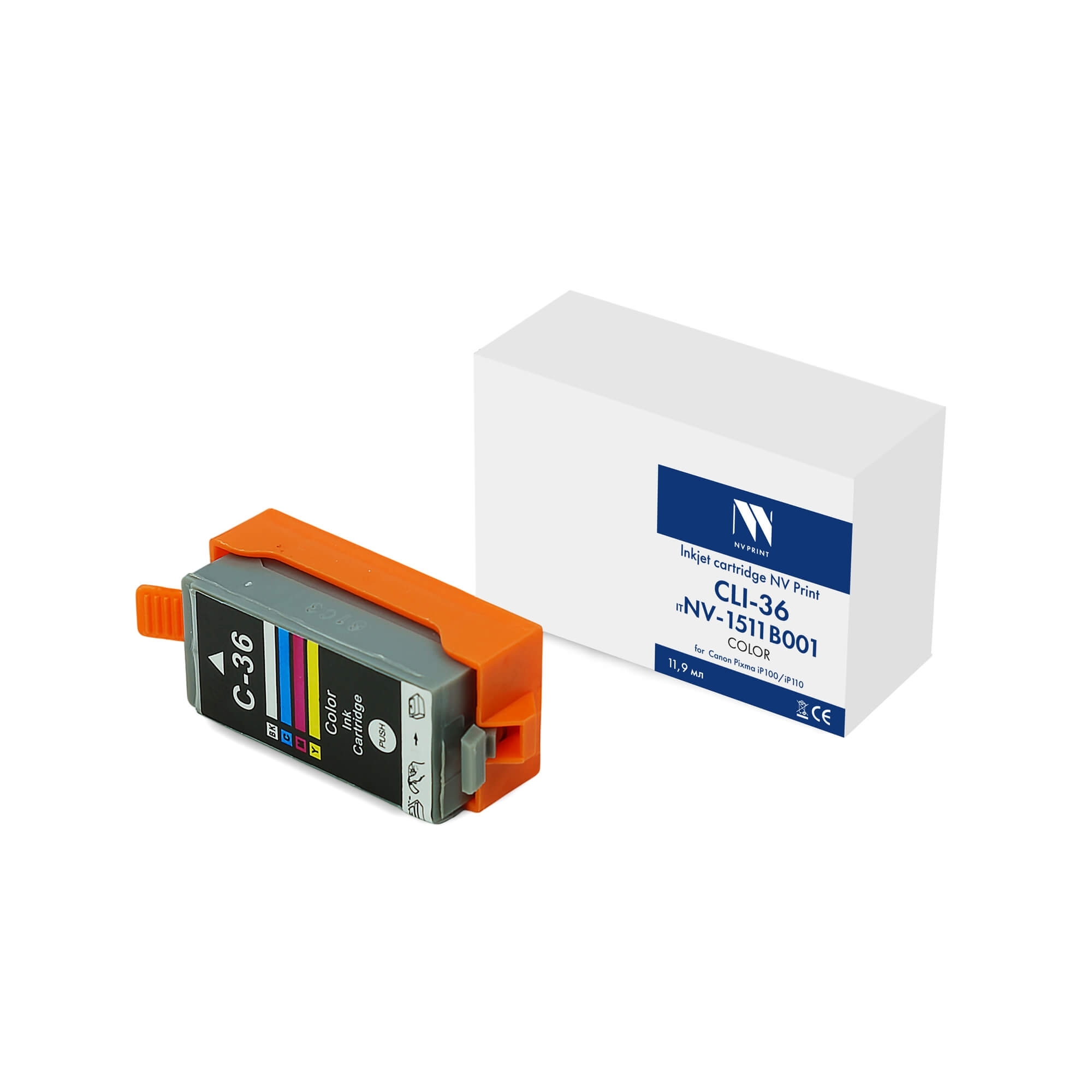 Струйный картридж NVP CLI-36 (NV-1511B001) Color для Canon Pixma iP100 iP110 (11,9 мл) совместимый