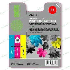Картридж струйный Cactus CS-CL51 многоцветный (18 мл.) для Canon Pixma MP150/MP160/MP170/MP180/MP450/MP460/iP2200/iP6210/iP6220/iP6220D/iP6310/iP6310D/MX300/MX310