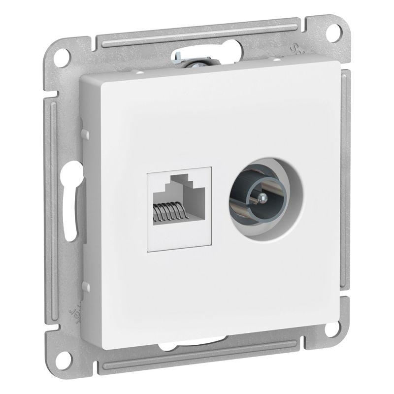 Механизм розетки 2-м AtlasDesign комп. RJ45 кат.5E+TV белый SchE ATN000189