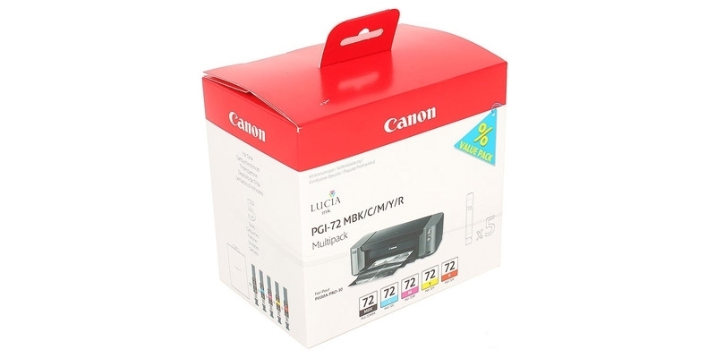 Картридж струйный CANON PGI-72 MBK/C/M/Y/R MULTIPACK (1640 стр. 13 мл) для CANON PRO-10