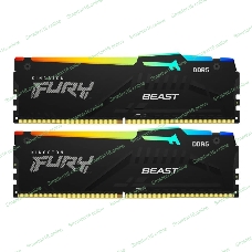 Оперативная память Kingston Fury Beast, DDR5, 32Gb (2x16Gb), 6000MHz, CL36, DIMM, с радиаторами, RGB, черный