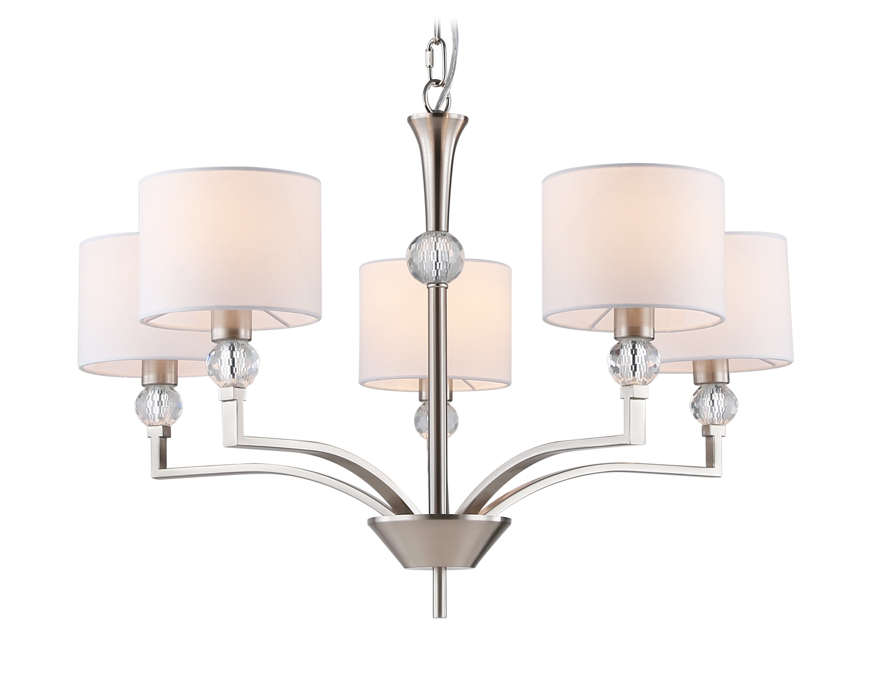 Люстра Ambrella light LH71121/5 SN/WH никель/белый E14/5 max 40W D660*880