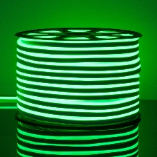 Лента светодиодная LS001 220V / Гибкий неон  9.6W 120Led 2835 IP67 односторонний зеленый, 50 м