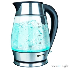 Чайник Vitek VT-7037(TR) Мощность 2200 Вт Макс. объем 1,7 л Корпус из термостойкого стекла.
